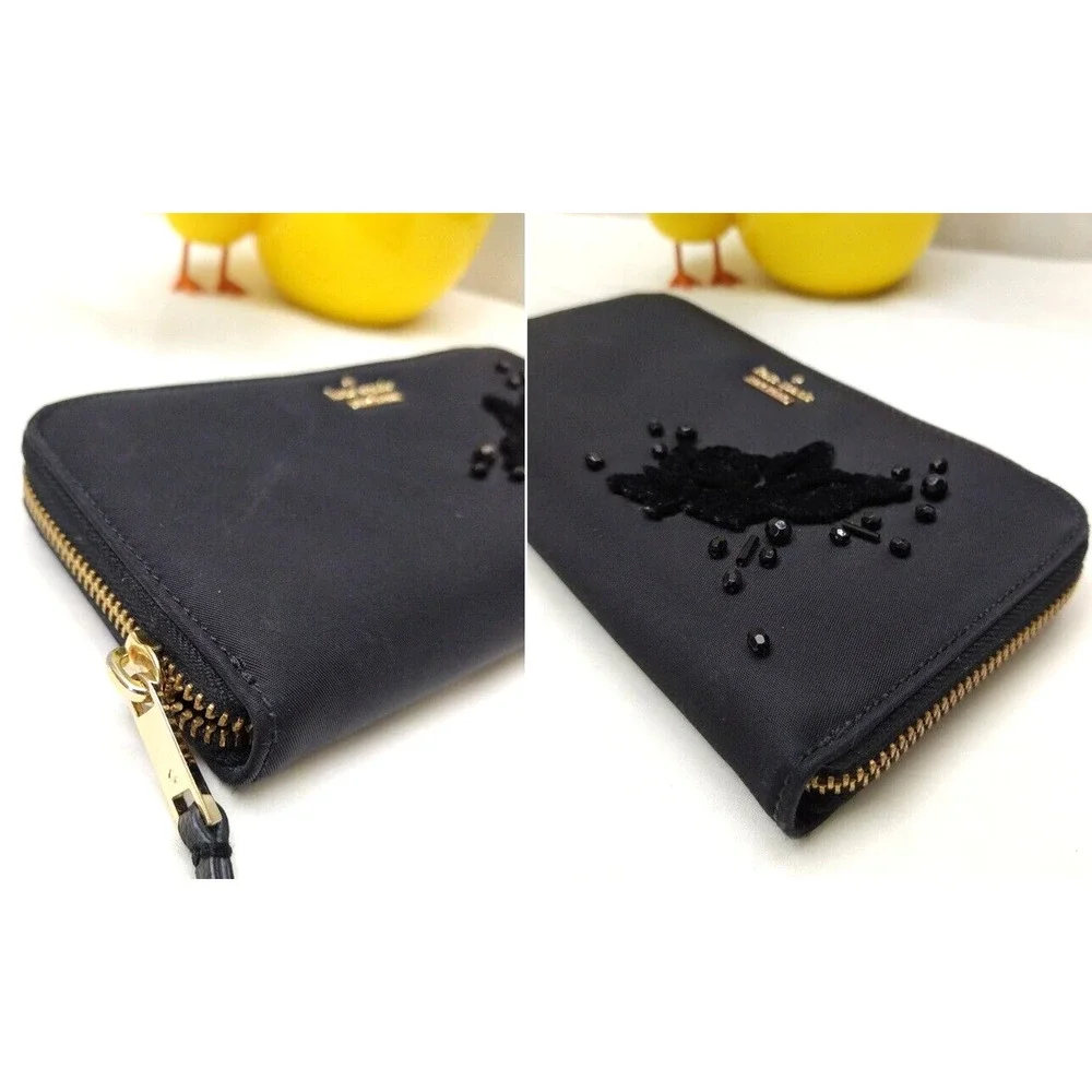 Kate Spade New York Black Dawn Place Embellished Neda Nylon Wallet
